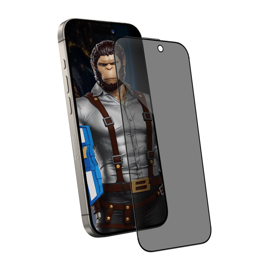 Ochranná fólie na displej Privacy Blueo Anti-Peep pro Apple iPhone 16 / 15, tvrzené sklo, plné lepidlo