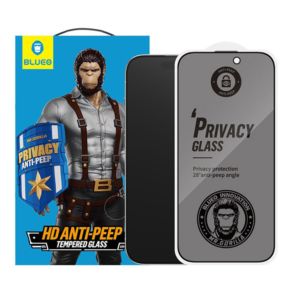 Ochranná fólie na displej Privacy Blueo Anti-Peep pro Apple iPhone 17 Pro / 17 / 16 Pro, Tvrzené sklo, Full Glue, Sada 5 kusů