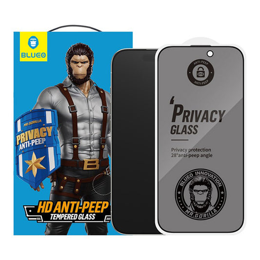 Ochranná fólie na displej Privacy Blueo Anti-Peep pro Apple iPhone 17 Pro / 17 / 16 Pro, Tvrzené sklo, Full Glue, Sada 5 kusů