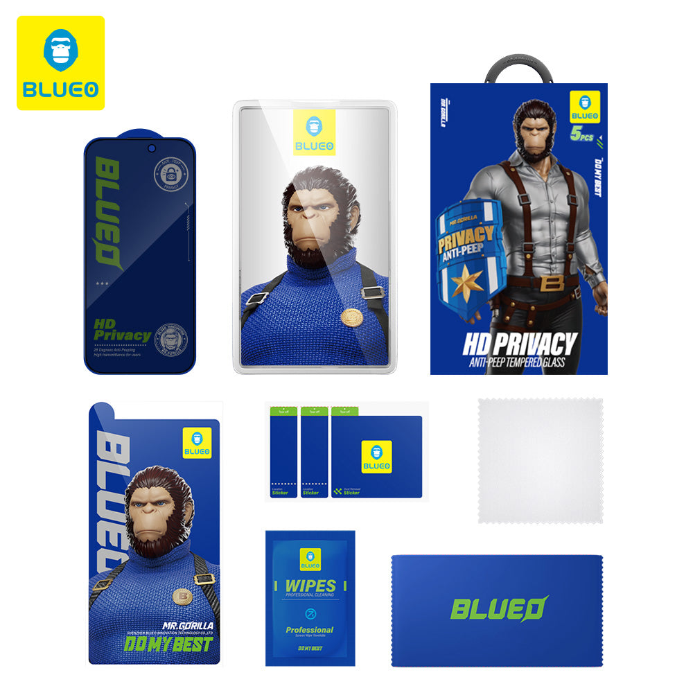 Ochranná fólie na displej Privacy Blueo Anti-Peep pro Samsung Galaxy S26 Plus S947, Tvrzené sklo, Full Glue, Sada 5 kusů