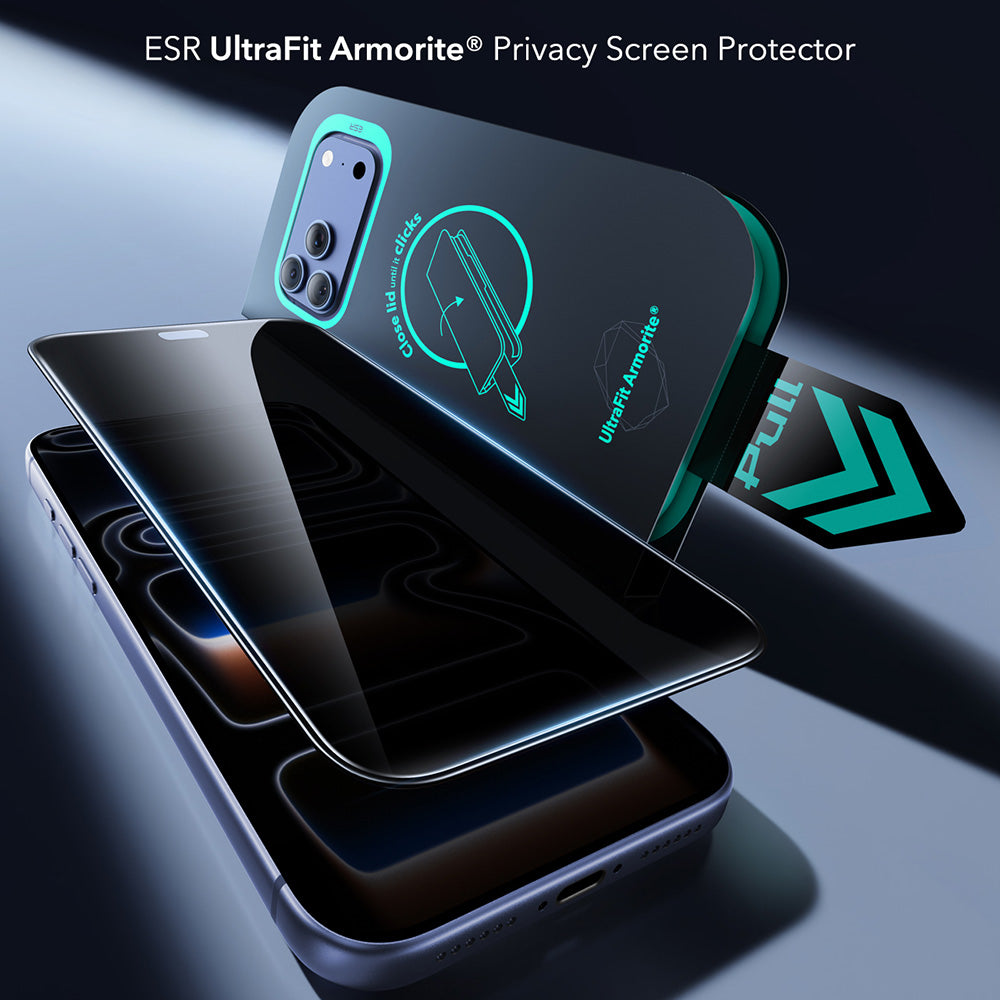 Ochranná fólie na displej Privacy ESR Armorite UltraFit pro Apple iPhone 18 Pro Max, tvrzené sklo, plné lepidlo, sada 2 kusů