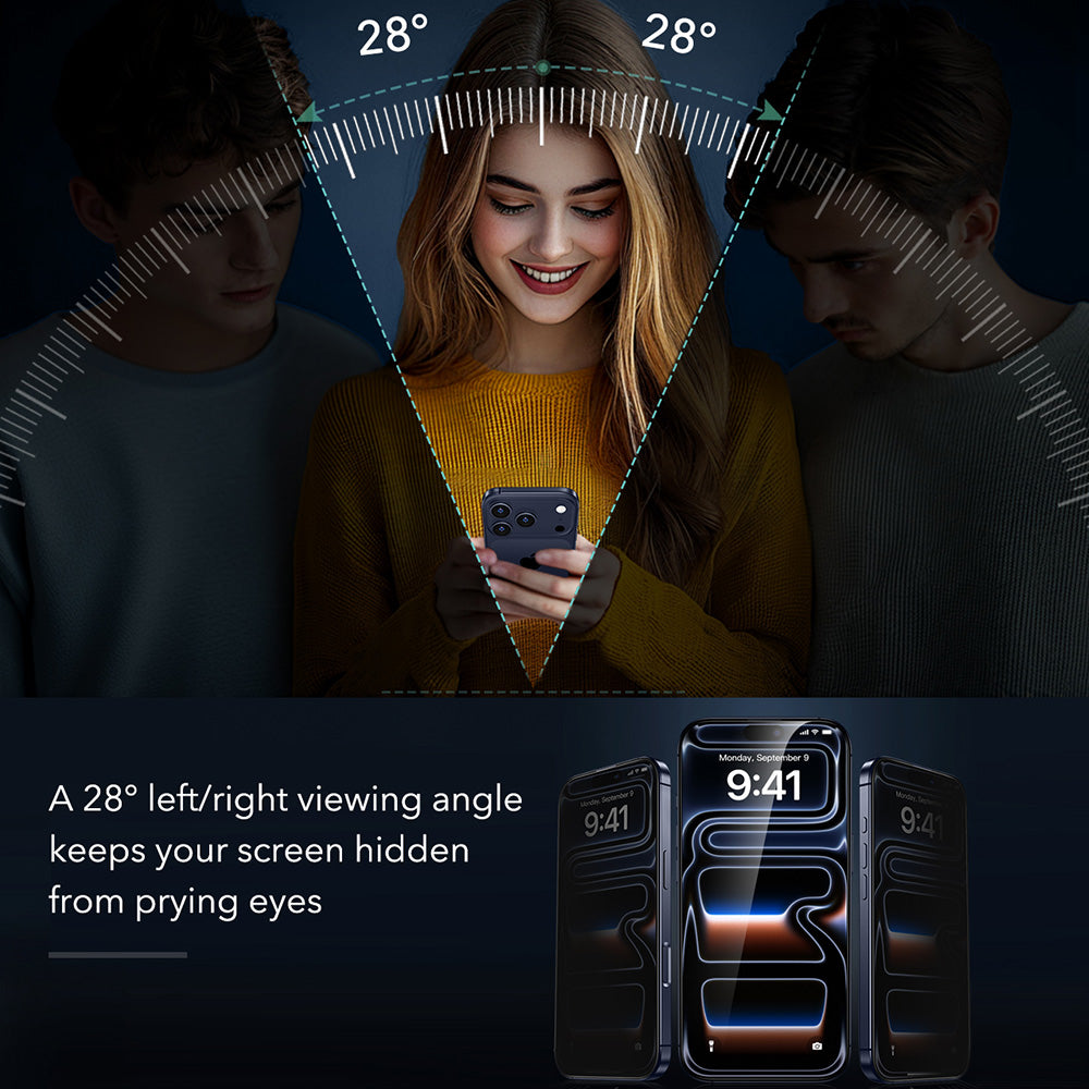Ochranná fólie na displej Privacy ESR Armorite UltraFit pro Apple iPhone 18 Pro Max, tvrzené sklo, plné lepidlo, sada 2 kusů