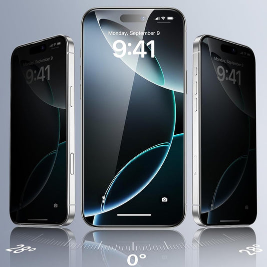 Ochranná fólie Ecran Privacy ESR pro Apple iPhone 17 / 16 Pro, Tvrzené sklo, Full Glue, Sada 3 kusy