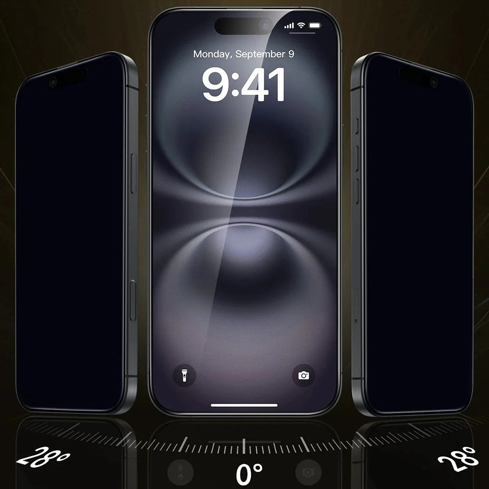 Ochranná fólie Ecran Privacy ESR UltraFit Armorite Pro pro Apple iPhone 17 / 16 Pro, Tvrzené sklo, Full Glue, Sada 3 kusy