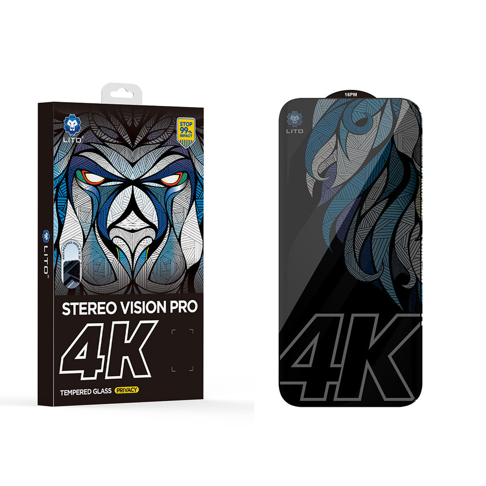 Ochranná fólie Privacy Lito D+ Max 4K pro Apple iPhone 17 / 16 Pro, Tvrzené sklo, Full Glue