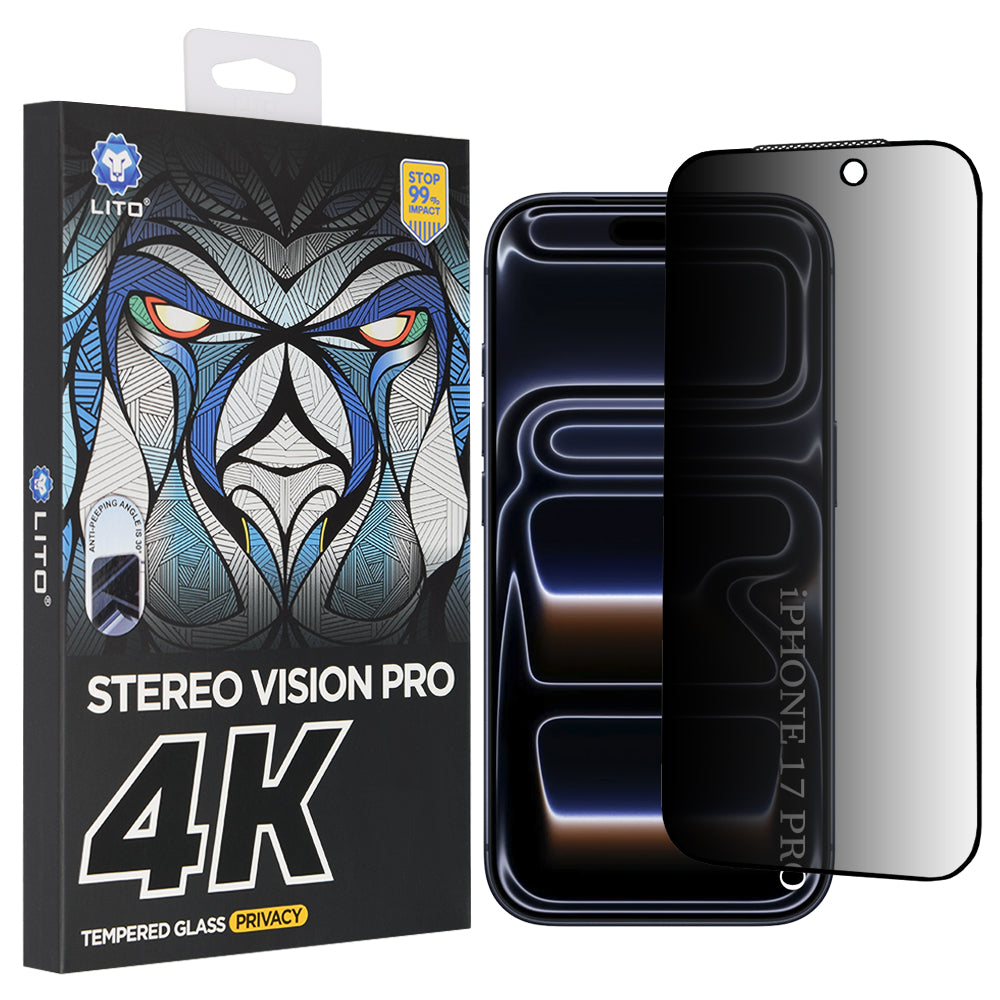 Ochranná fólie Privacy Lito D+ Max 4K pro Apple iPhone 17 Pro, Tvrzené sklo, Full Glue