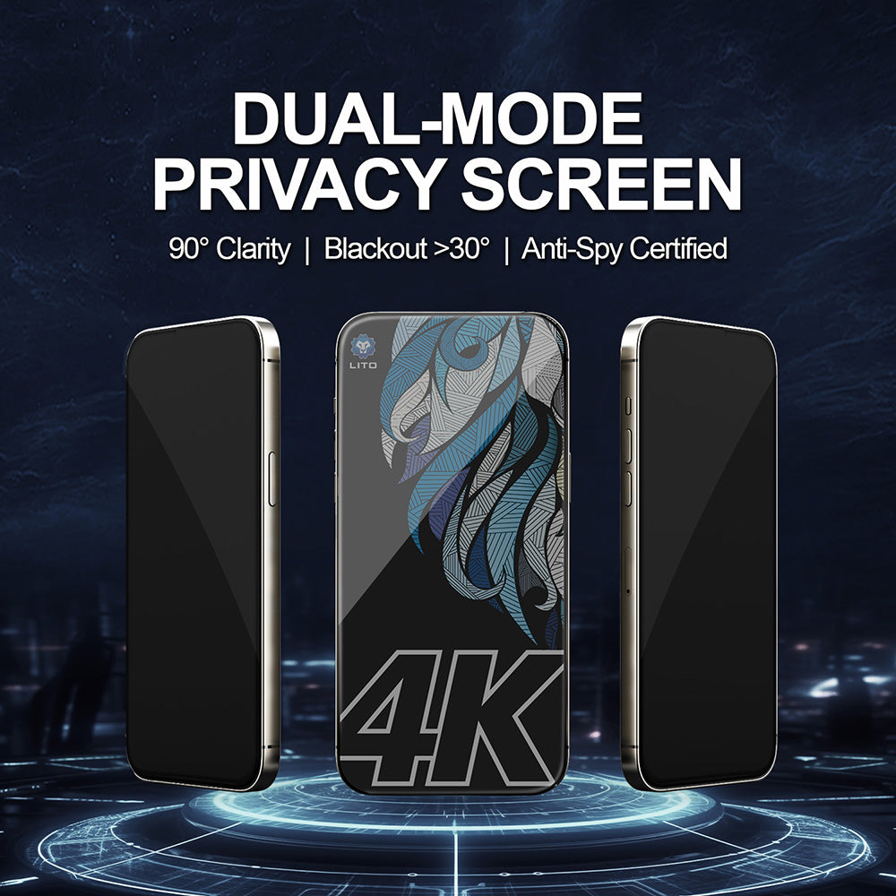 Ochranná fólie Privacy Lito D+ Max 4K pro Apple iPhone 17 Pro, Tvrzené sklo, Full Glue
