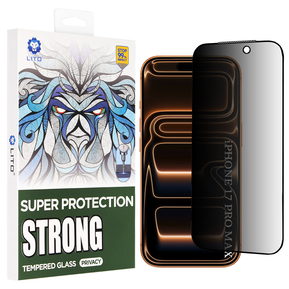 Ochranná fólie Privacy Lito D+ Max Strong pro Apple iPhone 17 Pro Max, Tvrzené sklo, Full Glue