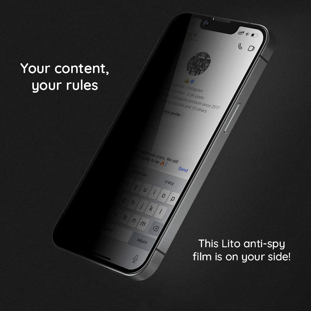 Ochranná fólie na displej Privacy Lito HD Pro pro Apple iPhone 15 Plus, tvrzené sklo, plné lepidlo