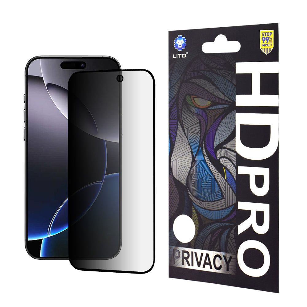 Ochranná fólie na displej Privacy Lito HD Pro pro Apple iPhone 16 Pro Max, tvrzené sklo, plné lepidlo