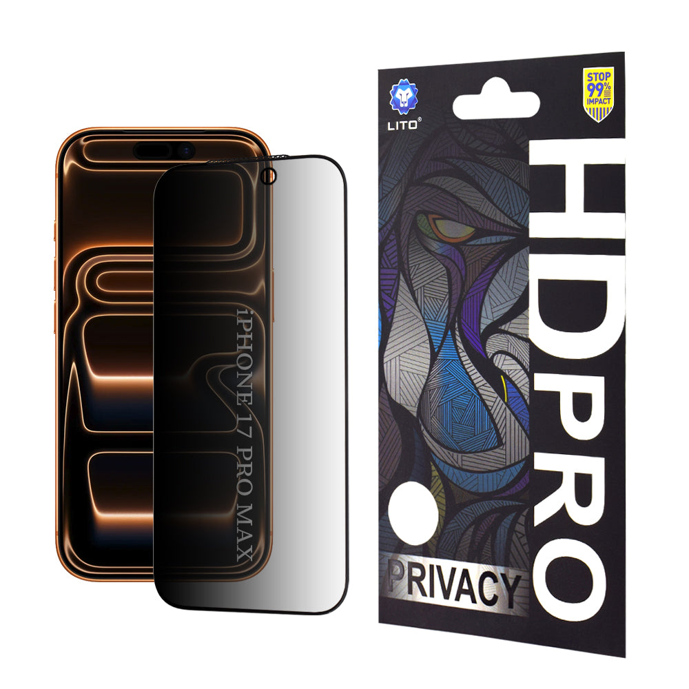 Ochranná fólie Privacy Lito HD Pro pro Apple iPhone 17 Pro Max, Tvrzené sklo, Full Glue
