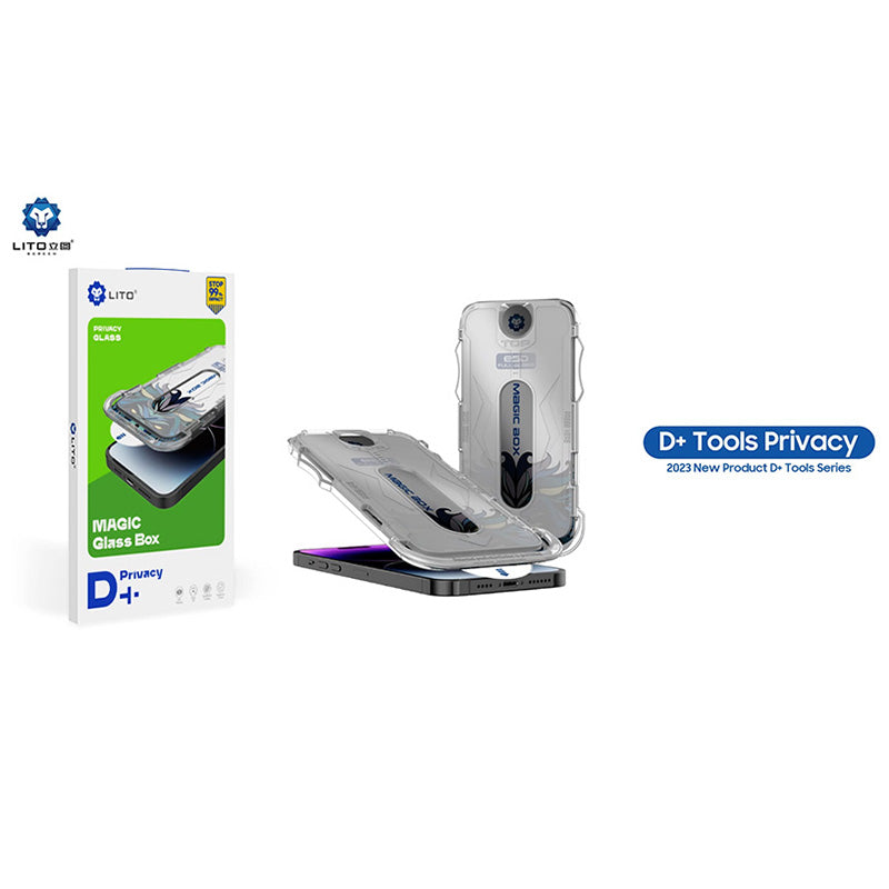 Ochranná fólie na displej Privacy Lito Magic Glass Box D+ Tools pro Apple iPhone 16, tvrzené sklo, plné lepidlo