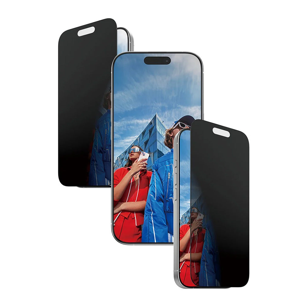 Ochranná fólie na displej Privacy PanzerGlass Ultra-Wide Fit 2-Way EasyAligner pro Apple iPhone 17 / 16 Pro, Tvrzené sklo, Full Glue