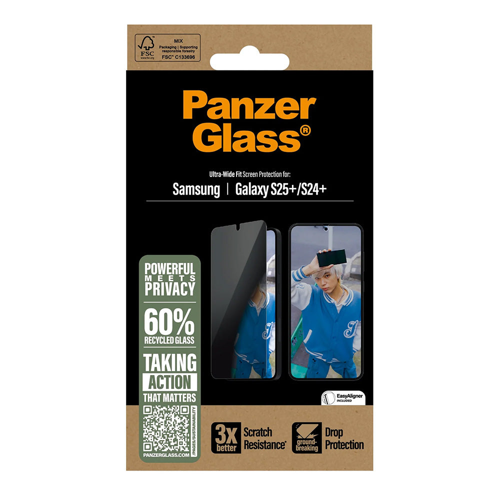 Ochranná fólie na displej Privacy PanzerGlass Ultra-Wide Fit pro Samsung Galaxy S25+ S936 / S24+ S926, Tvrzené sklo, Full Glue