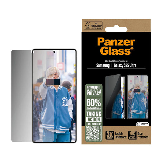 Ochranná fólie na displej Privacy PanzerGlass Ultra-Wide Fit pro Samsung Galaxy S25 Ultra S938, Tvrzené sklo, Full Glue