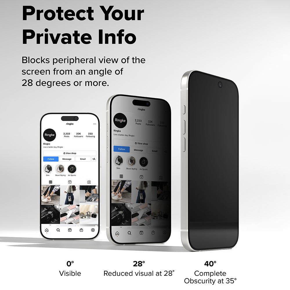 Ochranná fólie na displej Privacy Ringke Easy Slide pro Apple iPhone 17 Pro, tvrzené sklo, plné lepidlo, sada 2 kusů
