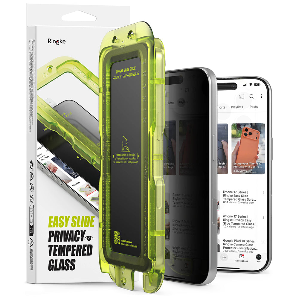Ochranná fólie na displej Privacy Ringke Easy Slide pro Apple iPhone 18 Pro Max, tvrzené sklo, plné lepidlo, sada 2 kusů