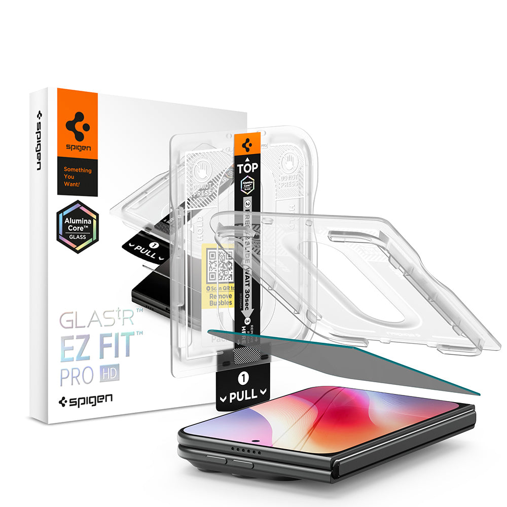 Ochranná fólie na vnější displej Privacy Spigen GlastR EZ FIT Pro HD pro Apple iPhone Duo, tvrzené sklo, plné lepidlo AGL12016