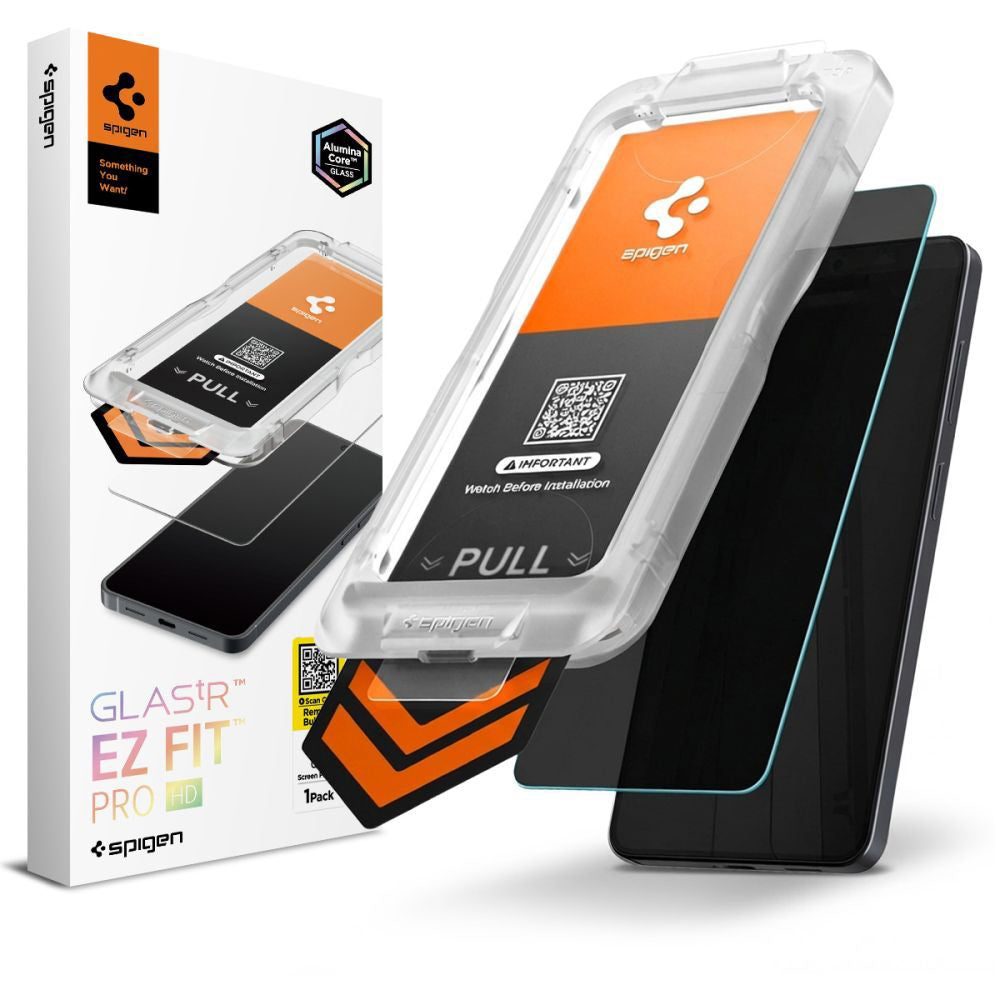 Ochranná fólie na displej Privacy Spigen GlastR EZ FIT Pro HD pro Samsung Galaxy S26 S942, Tvrzené sklo, Full Glue AGL11098