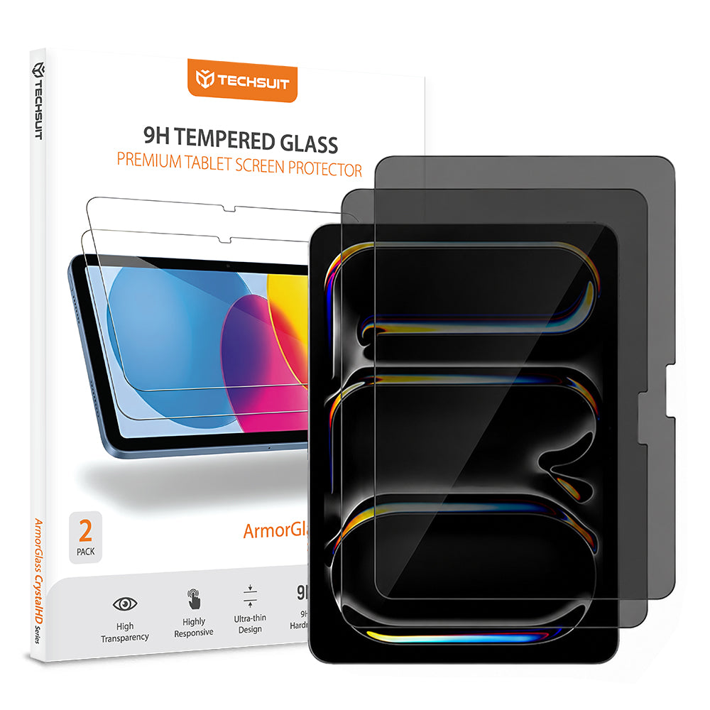 Ochranná fólie na displej Privacy Techsuit ArmorGlass CrystalHD pro Apple iPad Air 13 (2026), tvrzené sklo, plné lepidlo, sada 2 kusů