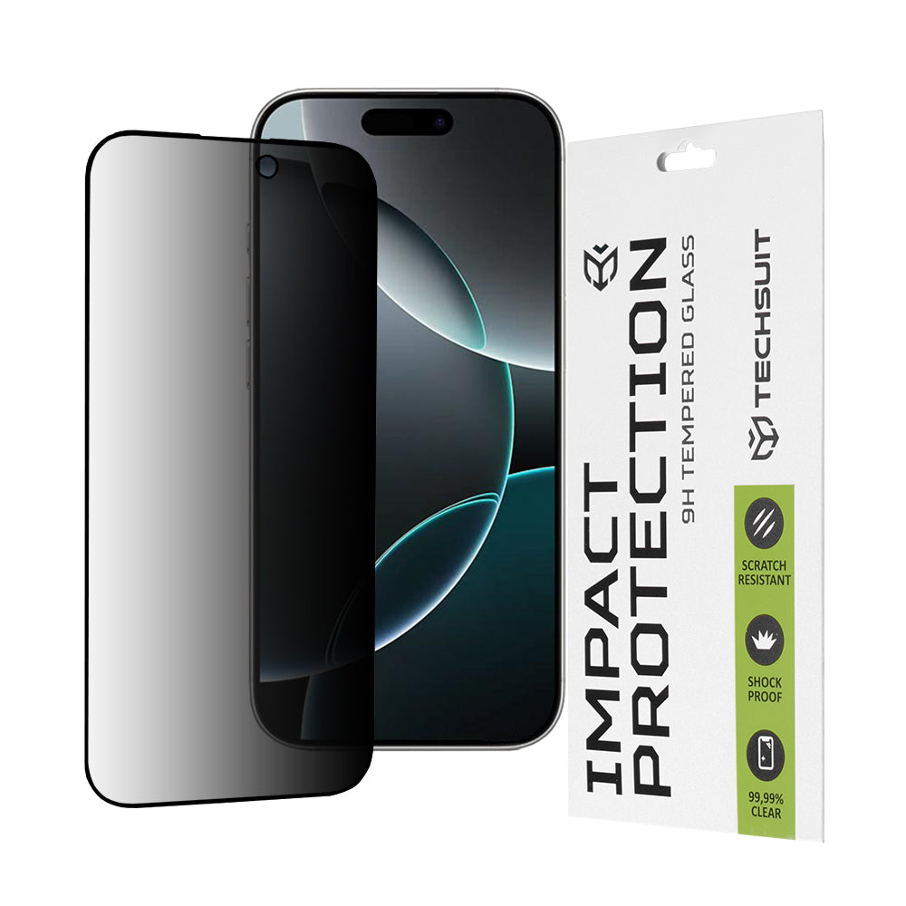 Ochranná fólie Privacy Techsuit pro Apple iPhone 16 Pro, Tvrzené sklo, Full Glue, 111D