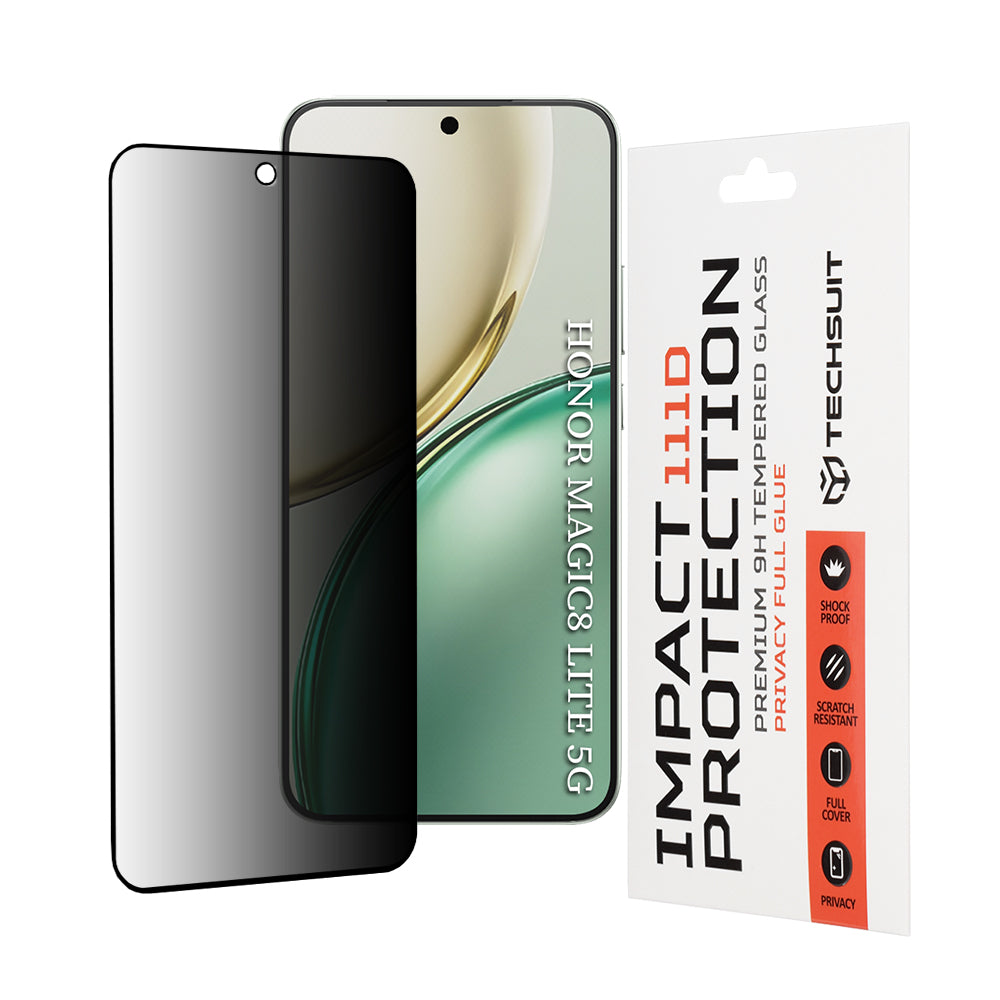 Ochranná fólie na displej Privacy Techsuit pro Honor Magic8 Lite, Tvrzené sklo, 111D