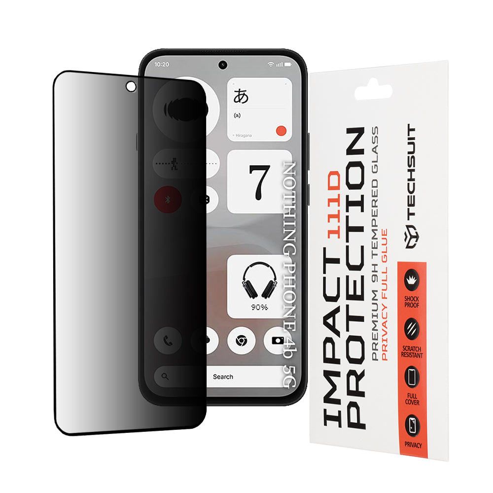 Ochranná fólie na displej Privacy Techsuit pro Nothing Phone (4b), tvrzené sklo, plné lepidlo, 111D