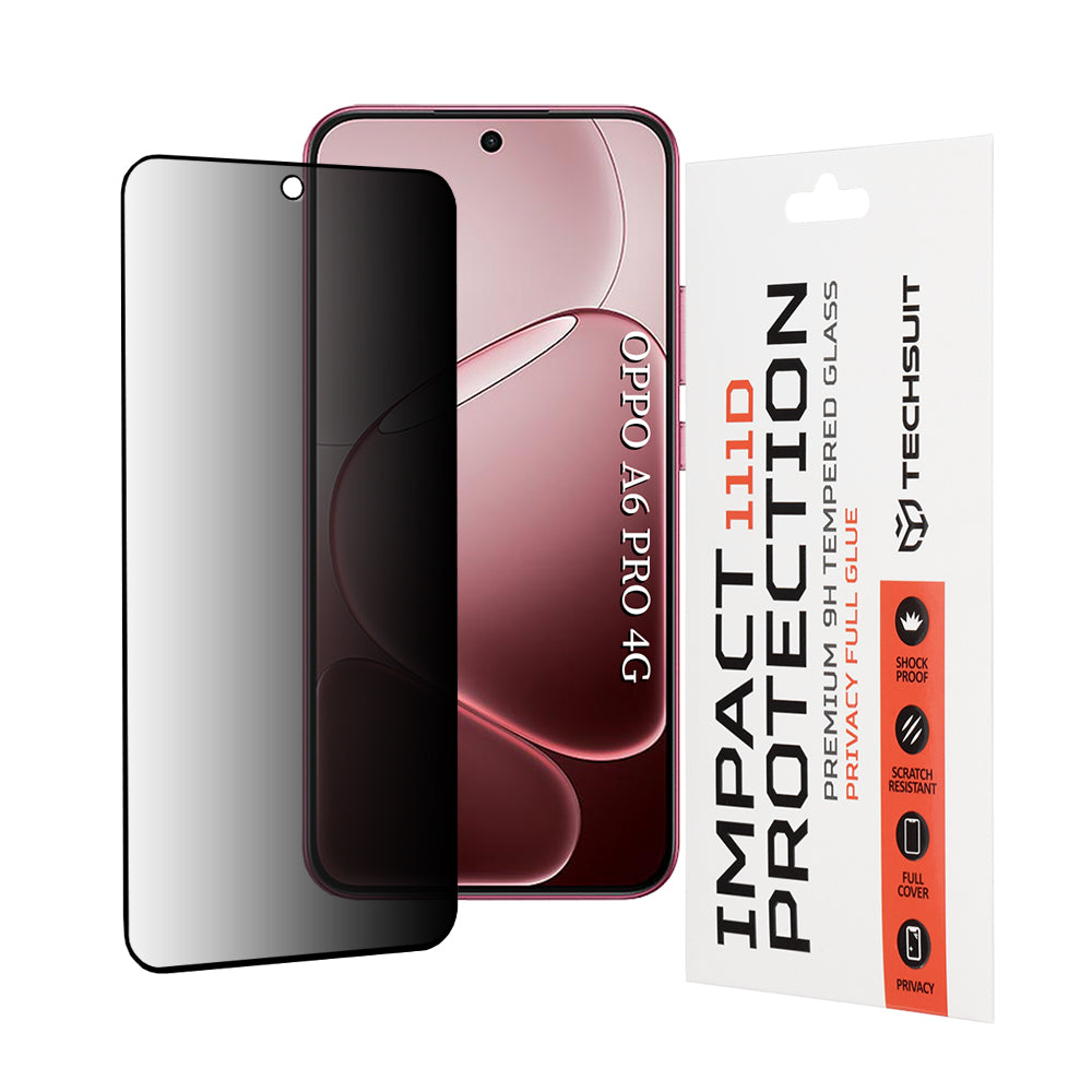 Ochranná fólie na displej Privacy Techsuit pro Oppo A6 Pro 5G / A6 Pro 4G, Tvrzené sklo, Full Glue, 111D