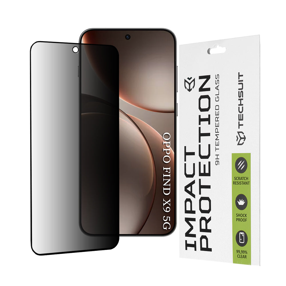 Ochranná fólie Privacy Techsuit pro Oppo Find X9, Tvrzené sklo, Full Glue, 111D