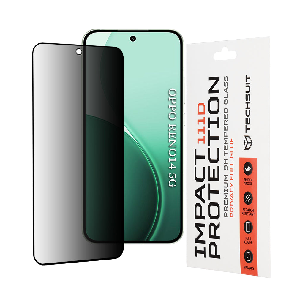 Ochranná fólie Privacy Techsuit pro Oppo Reno14, Tvrzené sklo, 111D