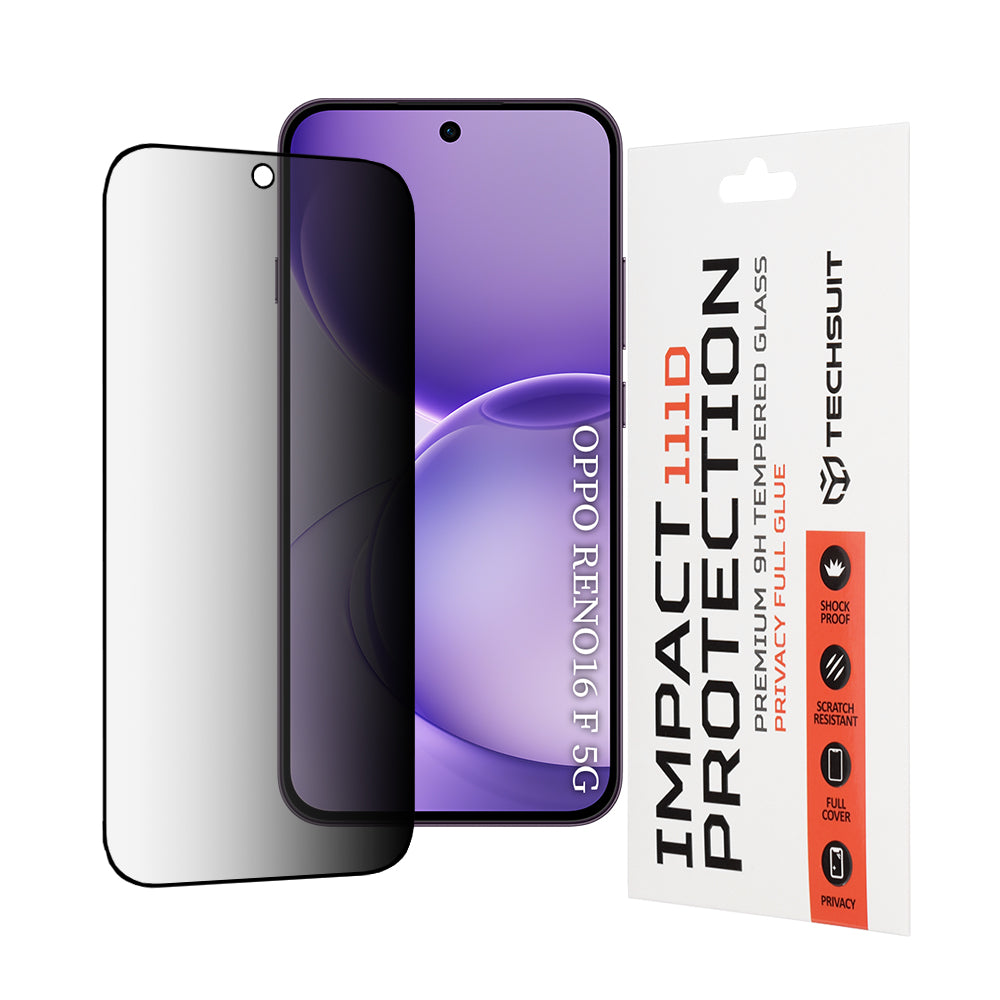 Ochranná fólie na displej Privacy Techsuit pro Oppo Reno16 F / Reno16 FS, tvrzené sklo, plné lepidlo, 111D