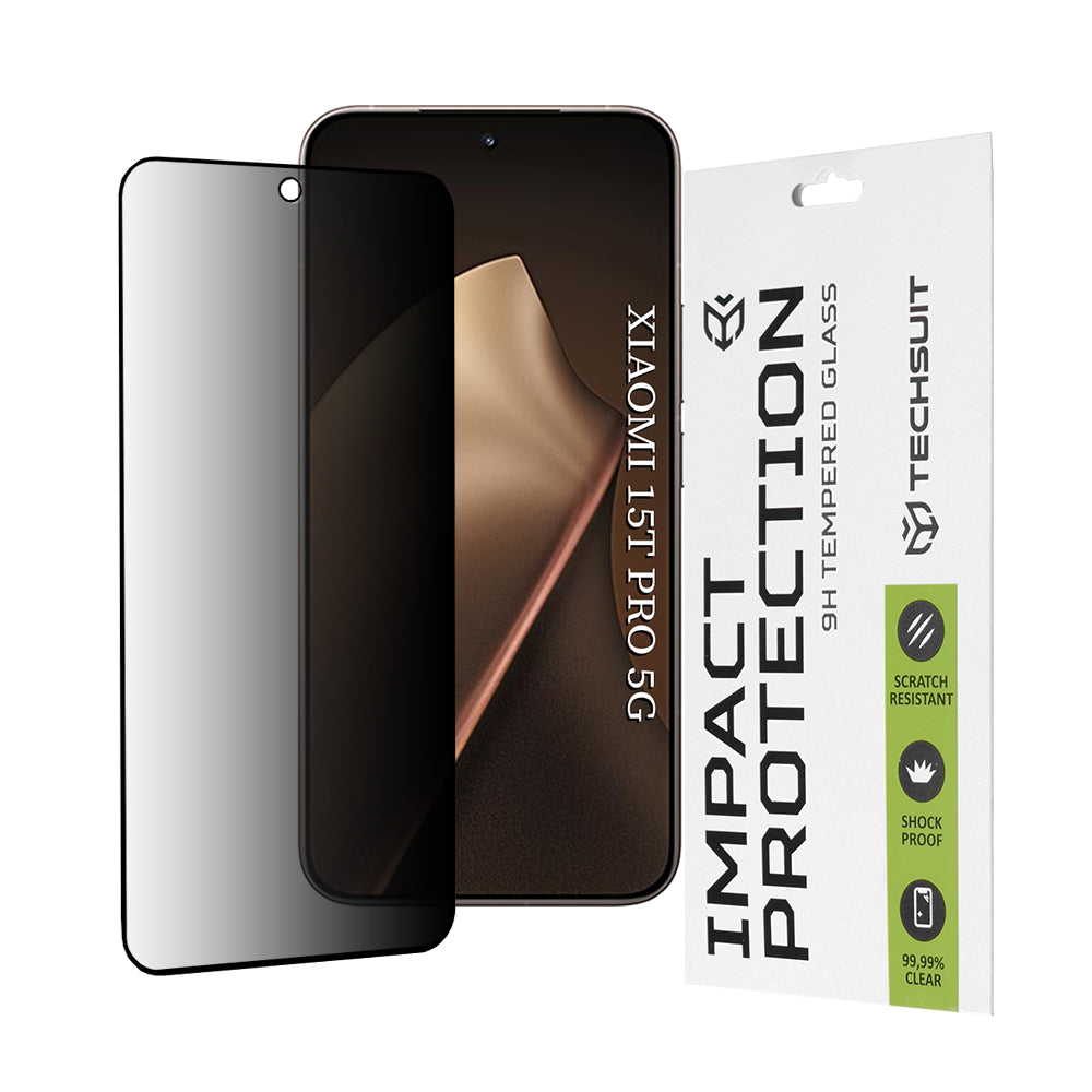 Ochranná fólie na displej Privacy Techsuit pro Xiaomi 15T Pro, Tvrzené sklo, Full Glue, 111D