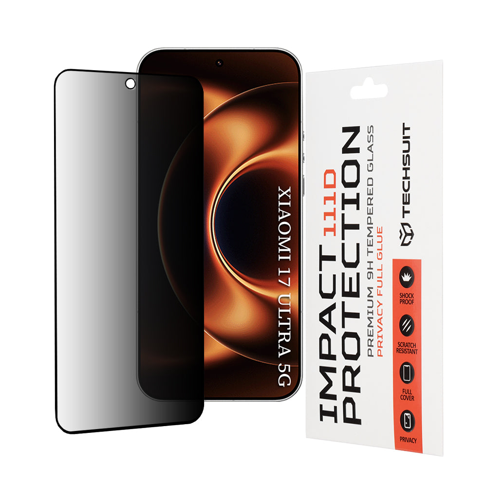 Ochranná fólie Privacy Techsuit pro Xiaomi 17 Ultra, Tvrzené sklo, Full Glue, 111D