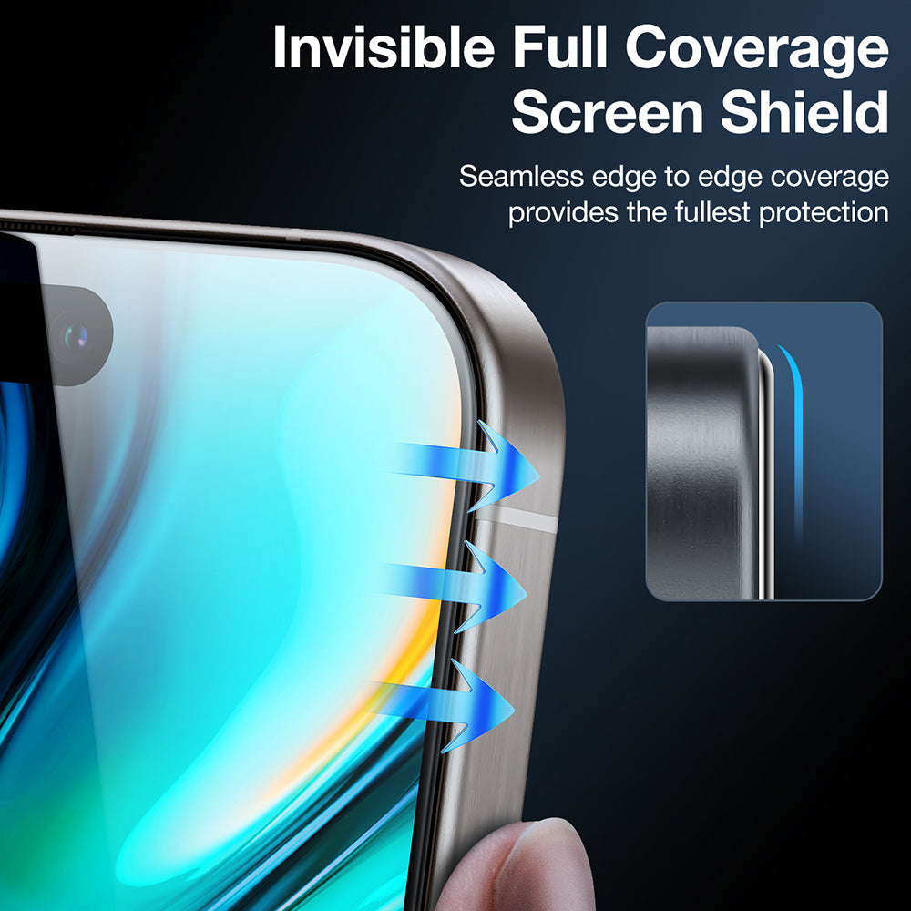 Ochranná fólie na displej Privacy Torras GlassGo Install Master pro Apple iPhone 16 Pro Max, tvrzené sklo, plné lepidlo