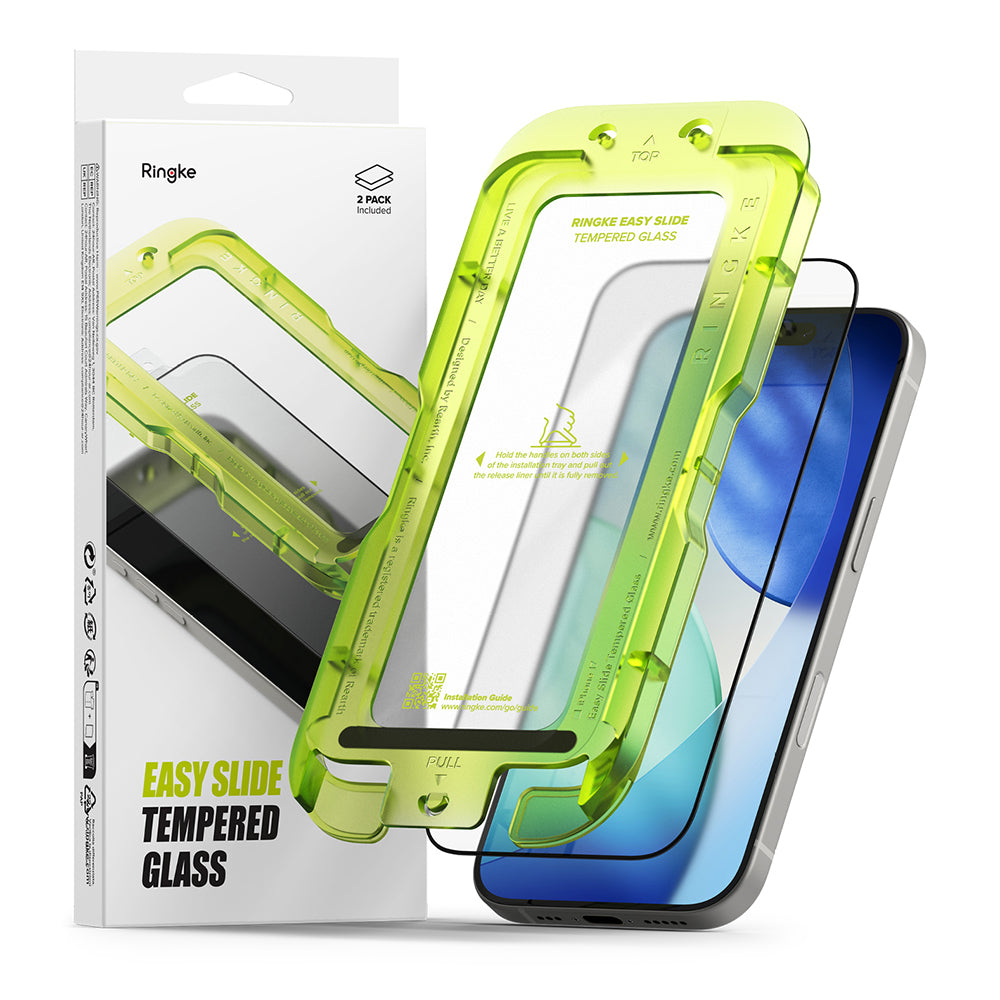 Ochranná fólie na displej Ringke Easy Slide pro Apple iPhone 18 Pro / 17 Pro, tvrzené sklo, plné lepidlo, sada 2 kusů