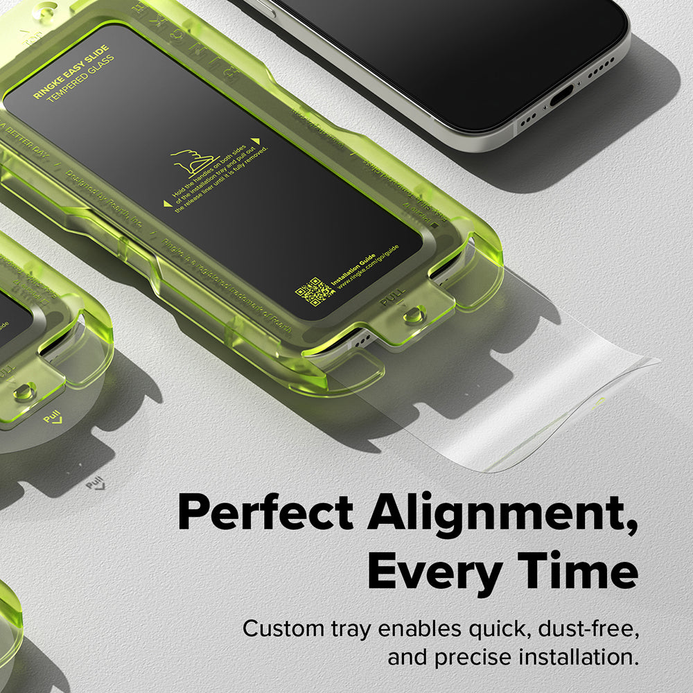 Ochranná fólie na displej Ringke Easy Slide pro Apple iPhone 18 Pro / 17 Pro, tvrzené sklo, plné lepidlo, sada 2 kusů