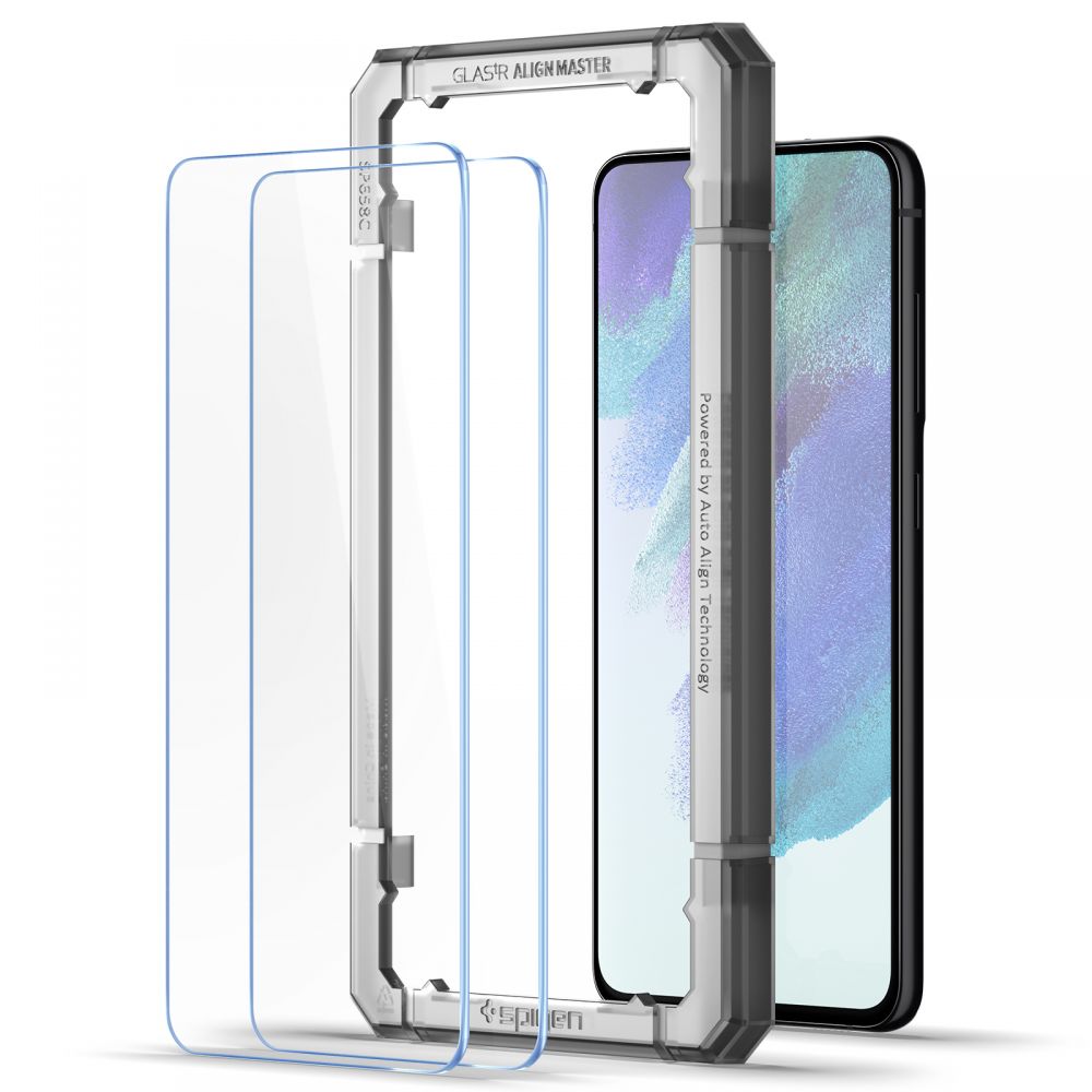 Ochranná fólie na displej Spigen GlastR Align Master pro Samsung Galaxy S21 FE 5G G990, Tvrzené sklo, Full Glue, Sada 2 kusy AGL03088