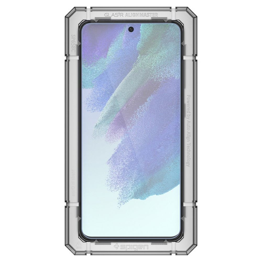 Ochranná fólie na displej Spigen GlastR Align Master pro Samsung Galaxy S21 FE 5G G990, Tvrzené sklo, Full Glue, Sada 2 kusy AGL03088