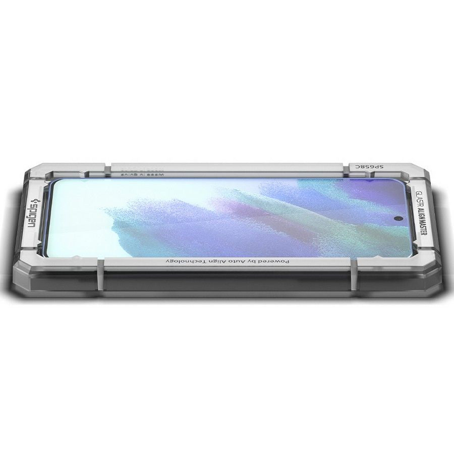 Ochranná fólie na displej Spigen GlastR Align Master pro Samsung Galaxy S21 FE 5G G990, Tvrzené sklo, Full Glue, Sada 2 kusy AGL03088