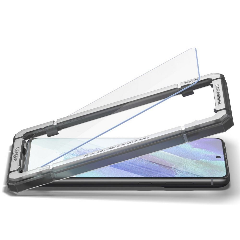 Ochranná fólie na displej Spigen GlastR Align Master pro Samsung Galaxy S21 FE 5G G990, Tvrzené sklo, Full Glue, Sada 2 kusy AGL03088