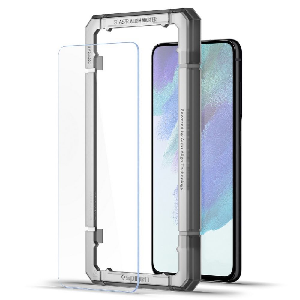 Ochranná fólie na displej Spigen GlastR Align Master pro Samsung Galaxy S21 FE 5G G990, Tvrzené sklo, Full Glue, Sada 2 kusy AGL03088