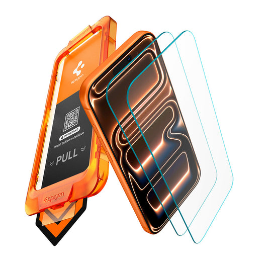 Ochranná fólie na displej Spigen GlastR AlignMaster S pro Apple iPhone 18 Pro / 17 Pro, tvrzené sklo, plné lepidlo, sada 2 kusů AGL10105