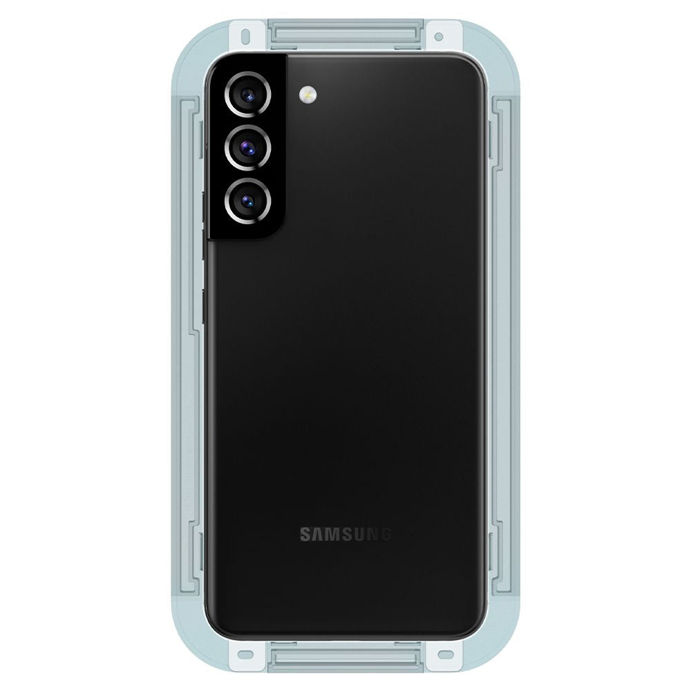 Ochranná fólie na displej Spigen GlastR EZ FIT pro Samsung Galaxy S22 5G S901, tvrzené sklo, plné lepidlo, sada 2 kusů AGL04151