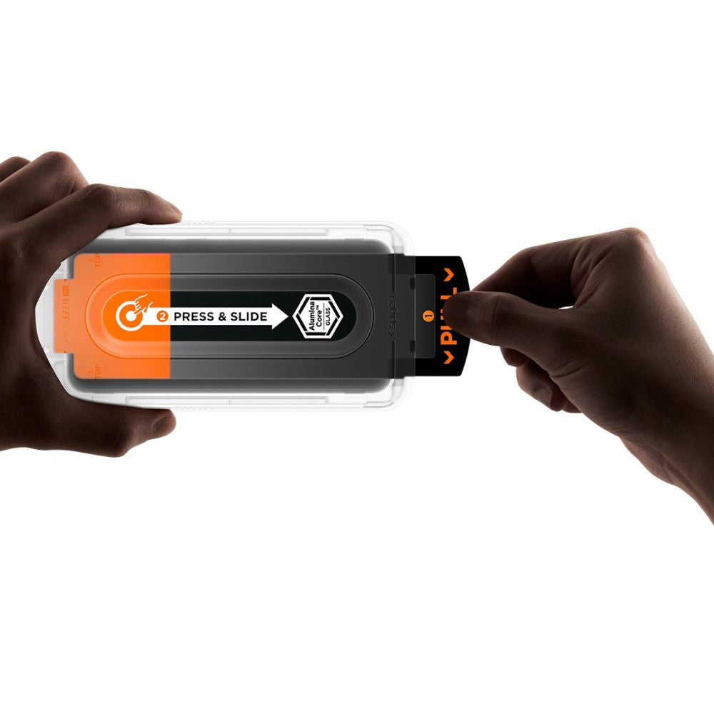 Ochranná fólie na displej Spigen GlastR EZ FIT Pro HD pro Samsung Galaxy S25 FE, Tvrzené sklo, Full Glue, Sada 2 kusy AGL10202