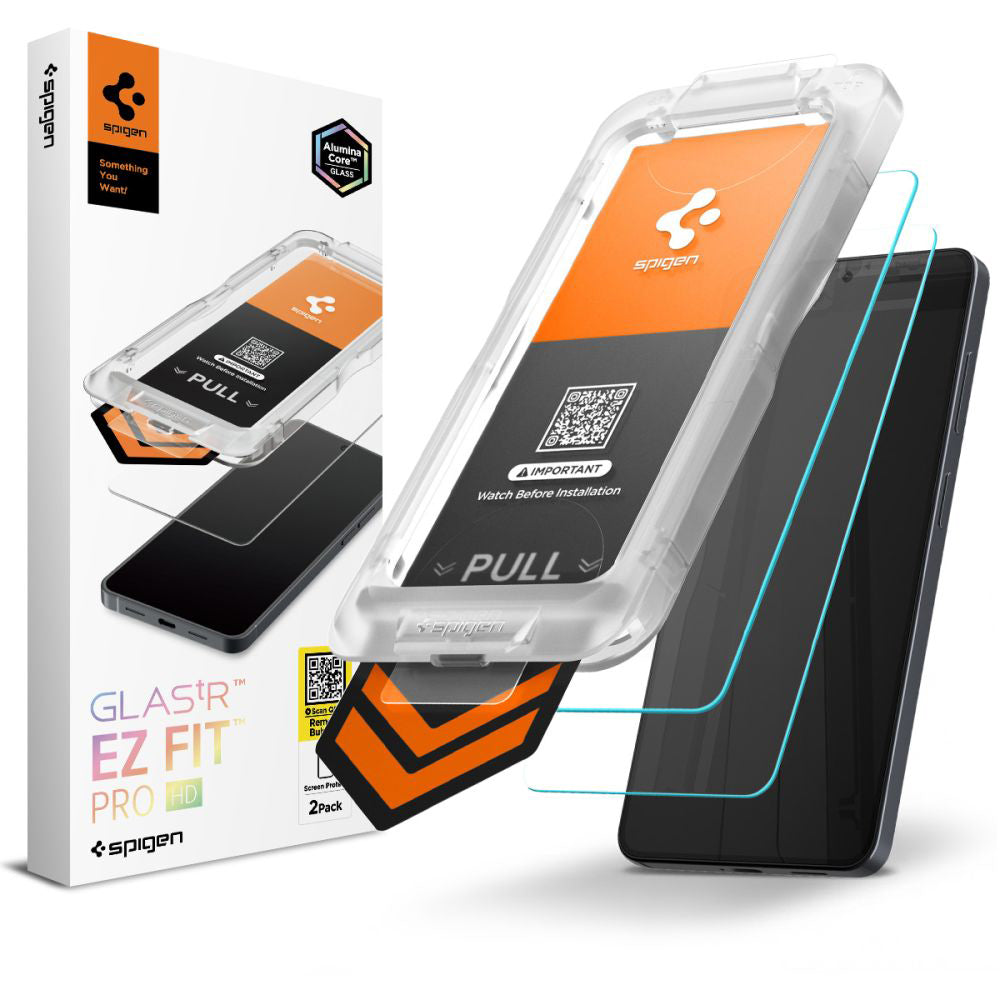 Ochranná fólie na displej Spigen GlastR EZ FIT Pro HD pro Samsung Galaxy S26 Plus S947, Tvrzené sklo, Full Glue, Sada 2 kusy AGL11084
