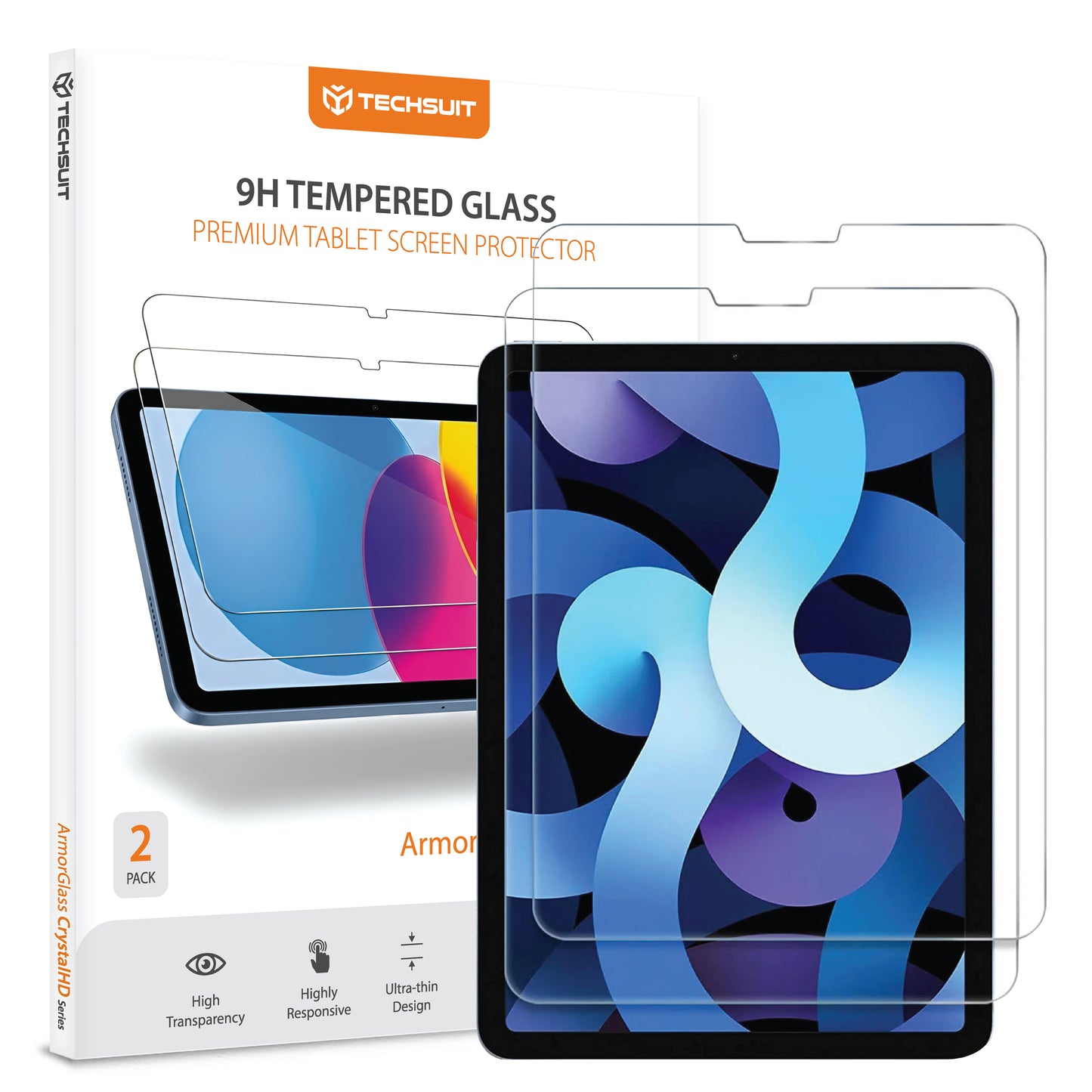 Ochranná fólie na displej Techsuit ArmorGlass CrystalHD pro Apple iPad Air 11 (2024) / Air (2022), Tvrzené sklo, Full Glue, Sada 2 kusy