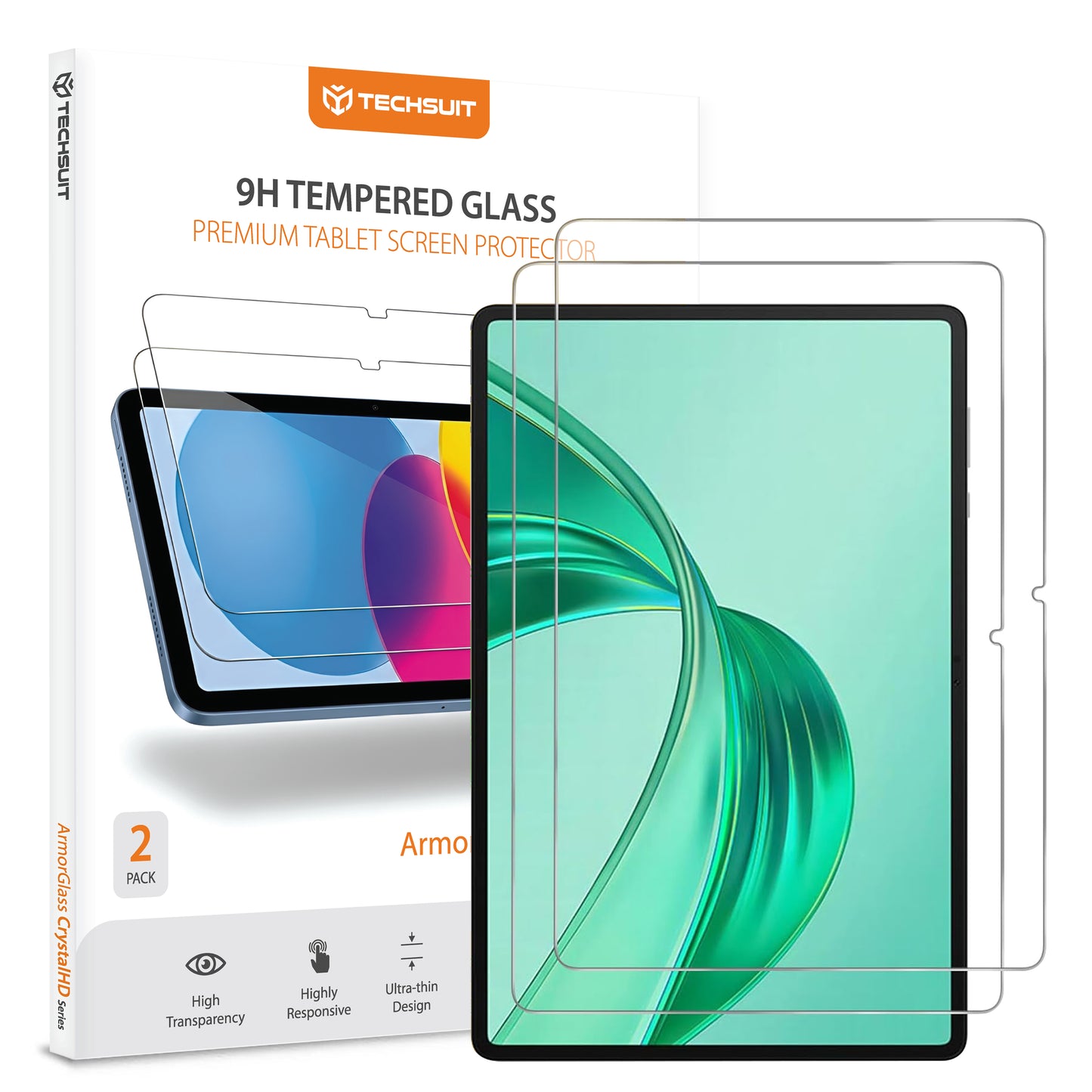 Ochranná fólie na displej Techsuit ArmorGlass CrystalHD pro Honor Pad X8a / Xiaomi Pad 6 / 6 Pro, Tvrzené sklo, Full Glue, Sada 2 kusy.