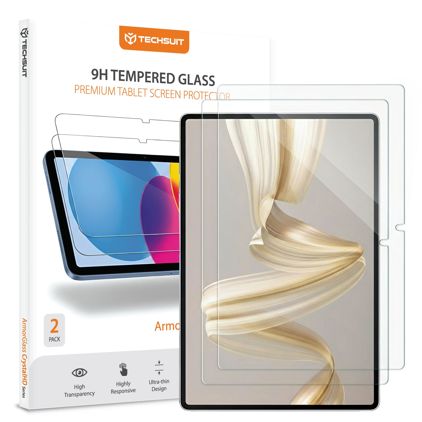 Ochranná fólie na displej Techsuit ArmorGlass CrystalHD pro Huawei MatePad Pro 12.2 (2025), Tvrzené sklo, Full Glue, Sada 2 kusy.