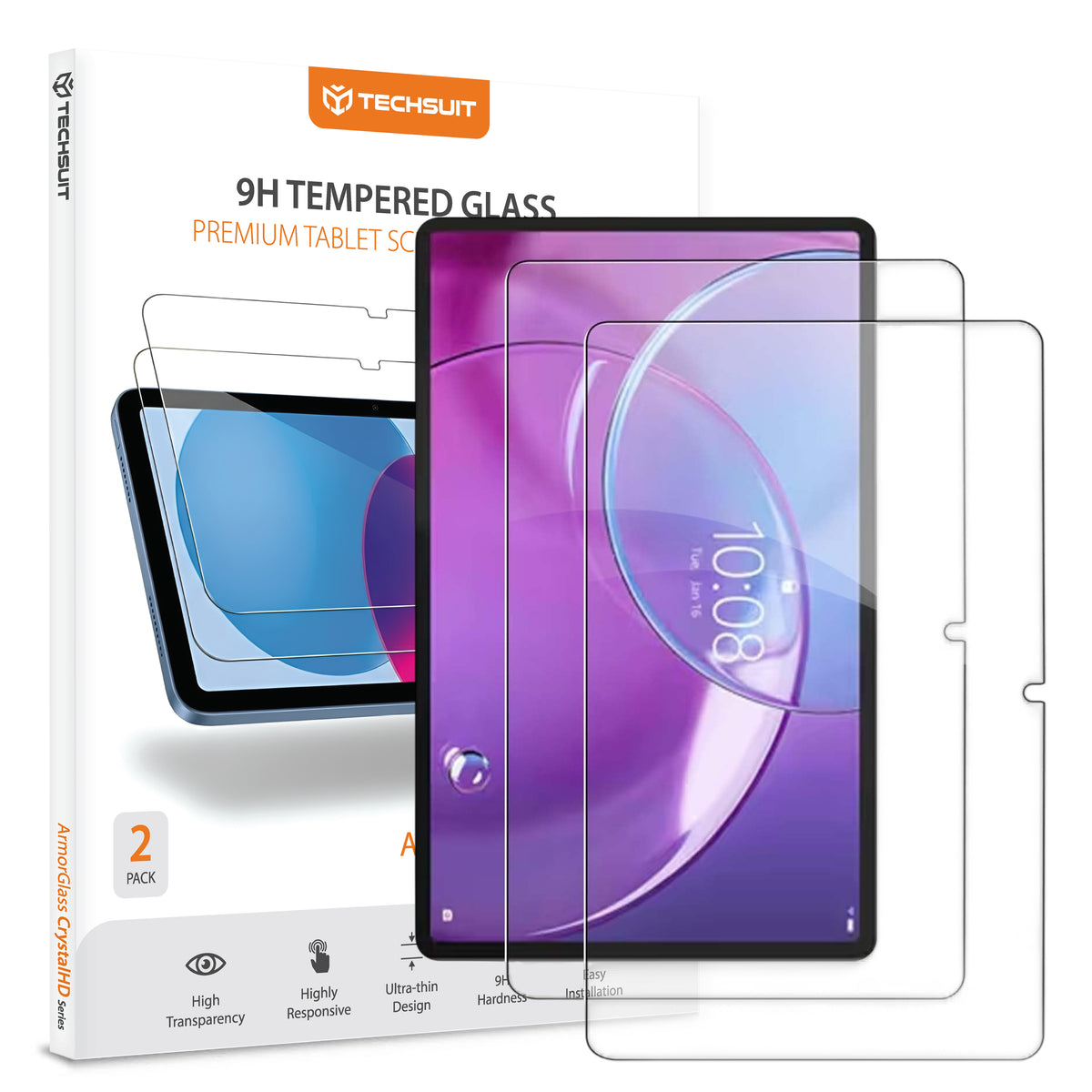 Ochranná fólie na obrazovku Techsuit ArmorGlass CrystalHD pro Lenovo Idea Tab Pro Gen 2, tvrzené sklo, plné lepidlo, sada 2 kusů