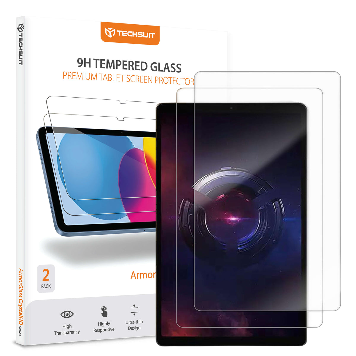 Ochranná fólie na displej Techsuit ArmorGlass CrystalHD pro Lenovo Legion Y700 (Gen 5), tvrzené sklo, plné lepidlo, sada 2 kusů